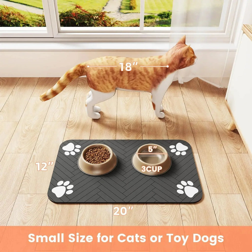 Tapis de gamelle absorbant pour chien et chat – Antidérapant, imperméable et séchage rapide