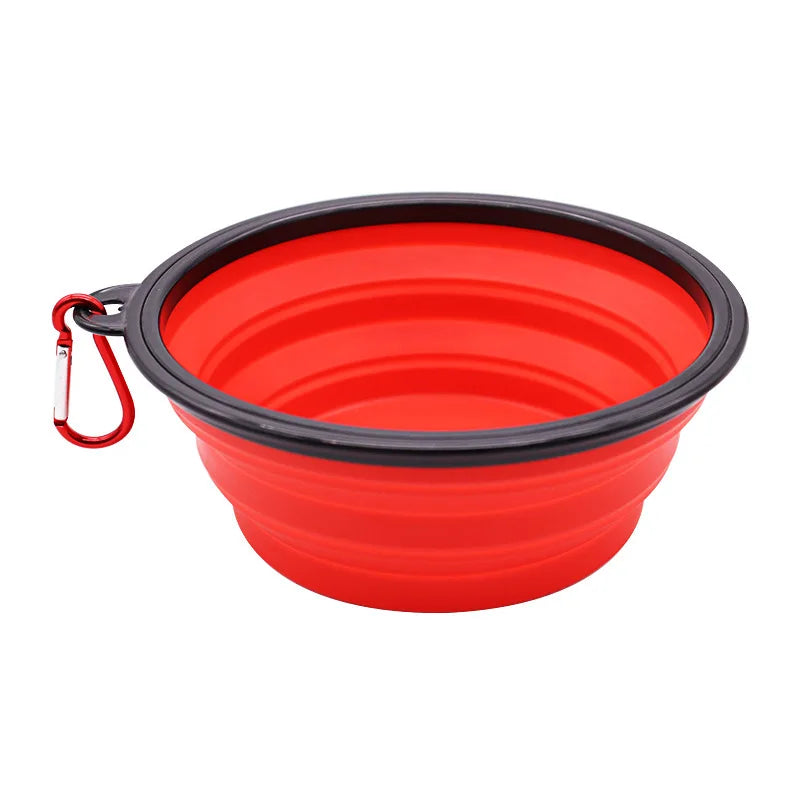 Gamelle pliable en silicone 2-en-1 pour chien et chat – Distributeur portable avec mousqueton pour voyage