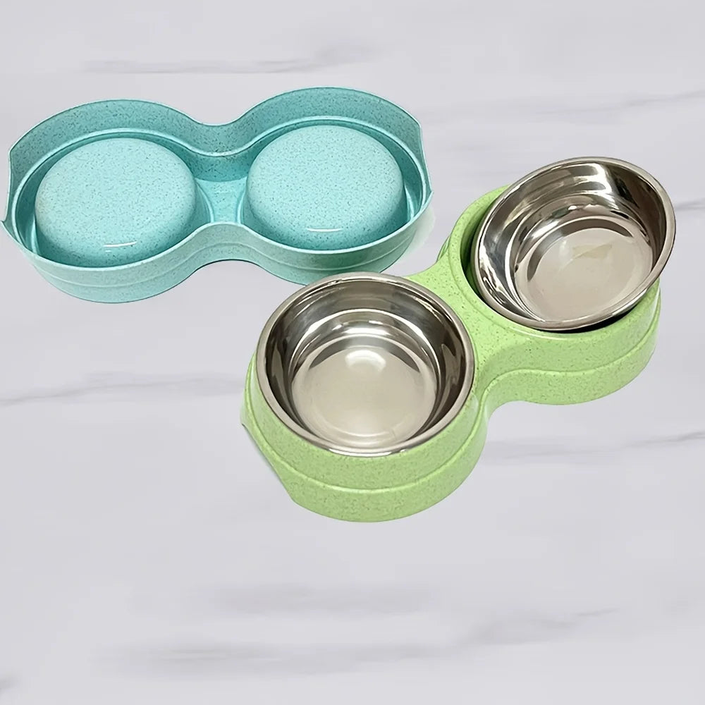 Gamelle double en inox pour chien et chat – Antidérapante, idéale pour eau et nourriture