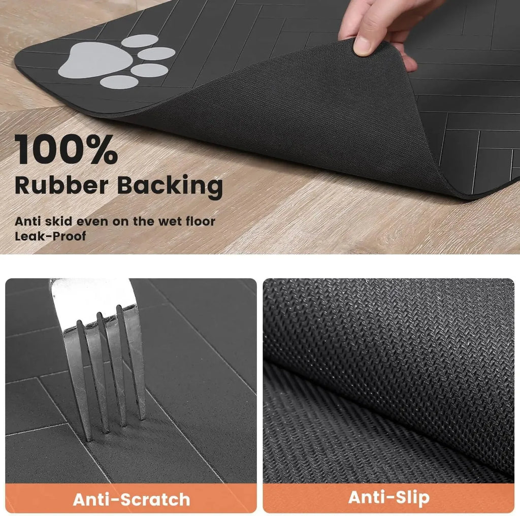 Tapis de gamelle absorbant pour chien et chat – Antidérapant, imperméable et séchage rapide