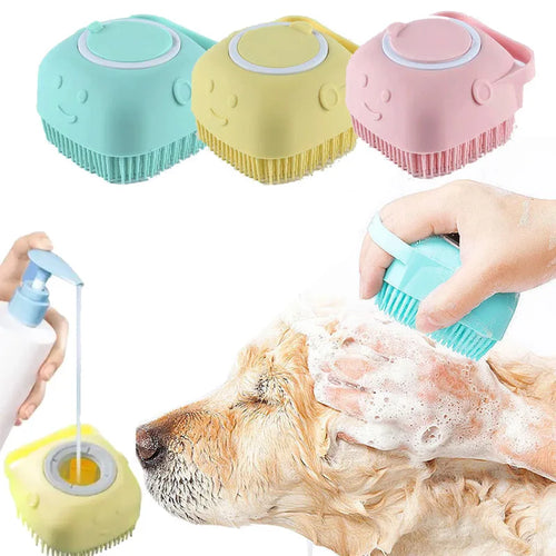 Brosse de bain en silicone pour chien et chat – Gant de massage doux pour la toilette