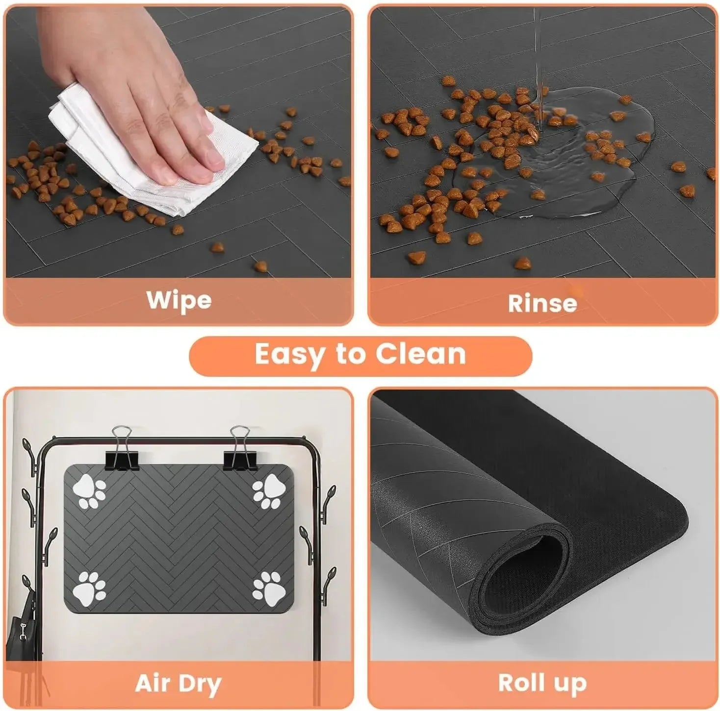 Tapis de gamelle absorbant pour chien et chat – Antidérapant, imperméable et séchage rapide