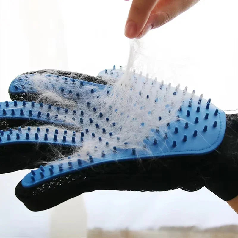Gant de toilettage pour chat et chien – Brosse démêlante, massage et nettoyage des poils