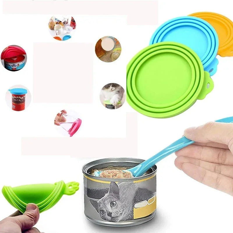 Couvercles Réutilisables pour Boîtes de Conserve Animaux – Lot de 2 avec Cuillère Portable