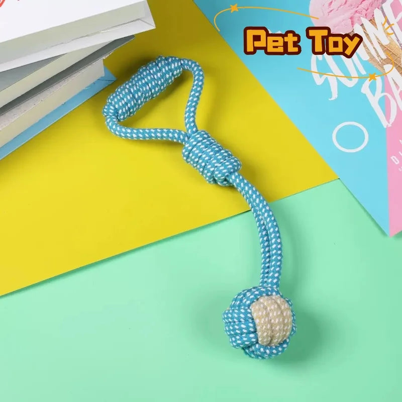Jouet balle en corde de coton pour chien – Interactif, brosse à dents et à mâcher