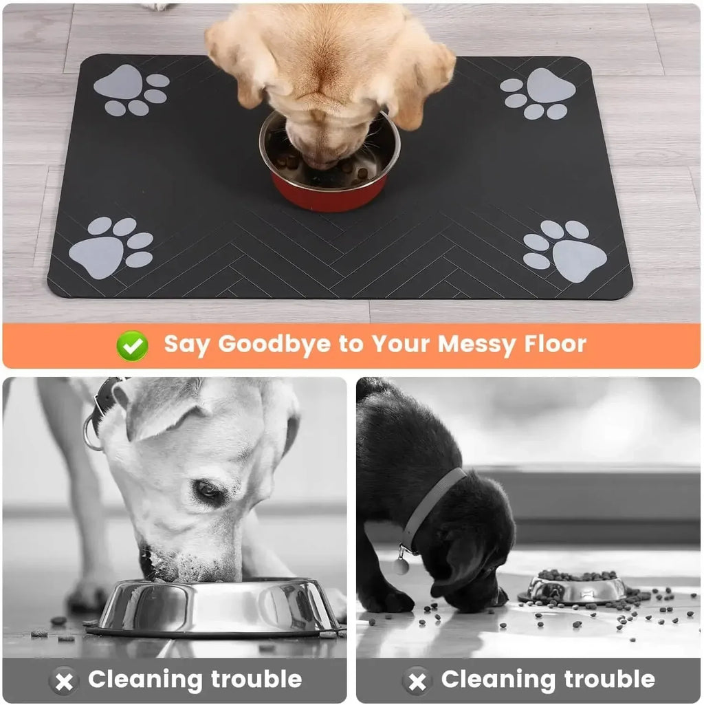 Tapis de gamelle absorbant pour chien et chat – Antidérapant, imperméable et séchage rapide