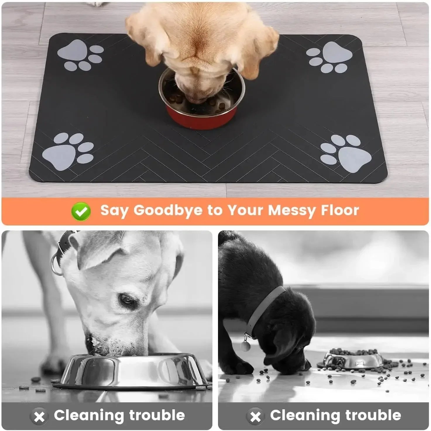 Tapis de gamelle absorbant pour chien et chat – Antidérapant, imperméable et séchage rapide
