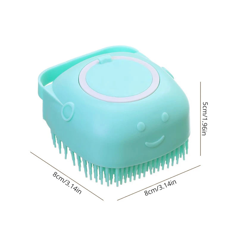 Brosse de bain en silicone avec distributeur de shampooing pour chien et chat