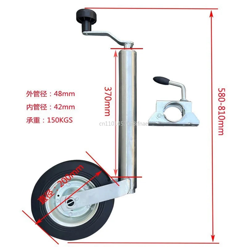 Vérin de Remorque avec Pince – Roue Jockey 48mm, Capacité 150kg, Accessoire Caravane