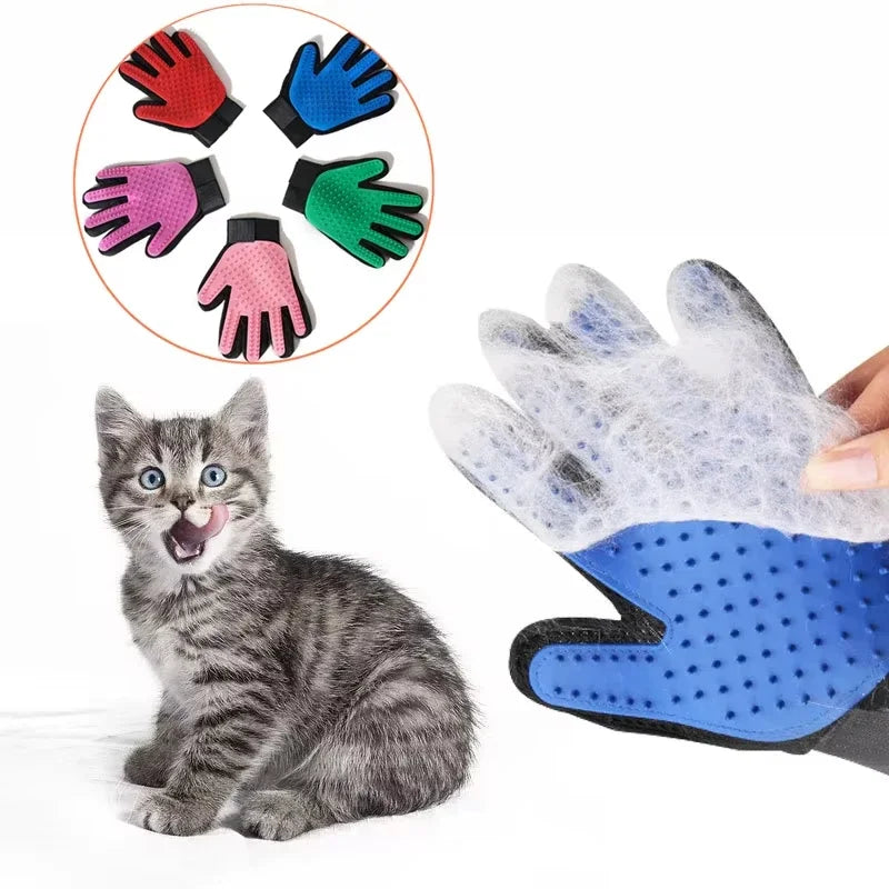Gant de toilettage pour chat et chien – Brosse démêlante, massage et nettoyage des poils