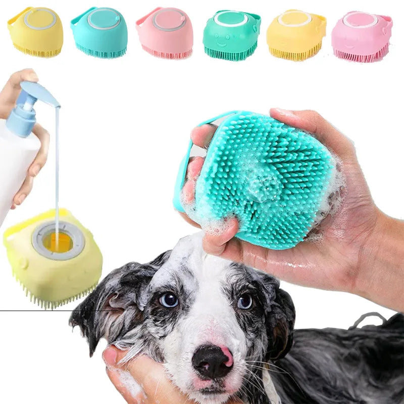Brosse de bain en silicone pour chien et chat – Gant de massage doux pour la toilette