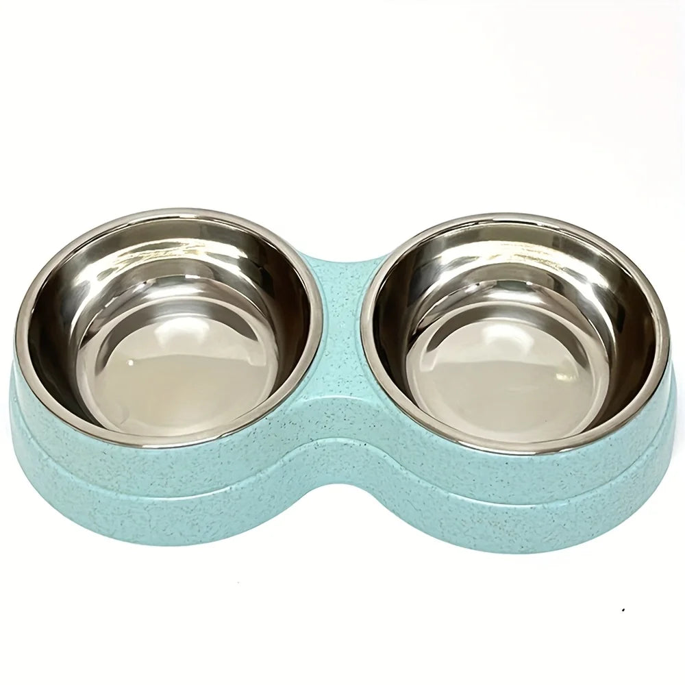 Gamelle double en inox pour chien et chat – Antidérapante, idéale pour eau et nourriture