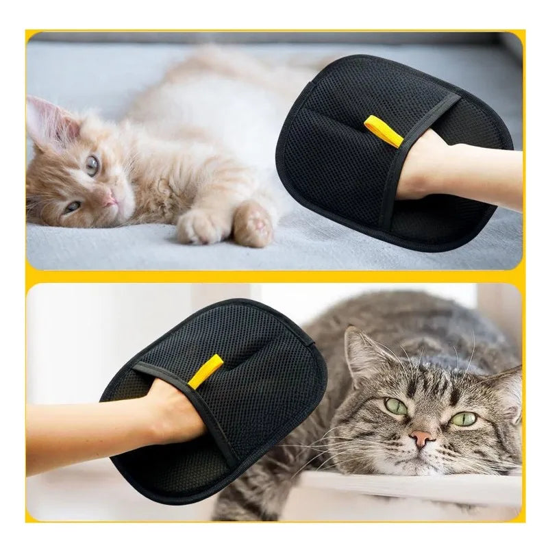 Gants de toilettage double face pour chat et chien – Brosse anti-poils et nettoyage