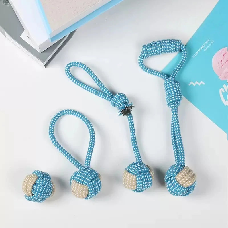 Jouet balle en corde de coton pour chien – Interactif, brosse à dents et à mâcher