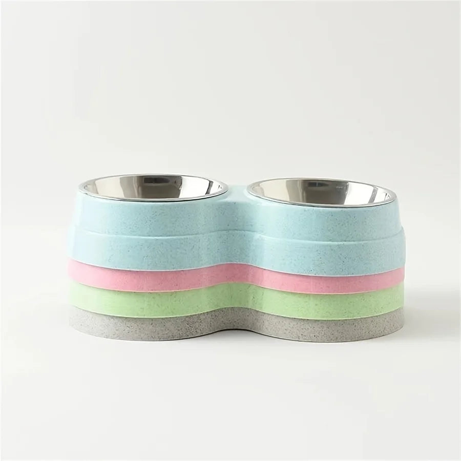 Gamelle double en inox pour chien et chat – Antidérapante, idéale pour eau et nourriture