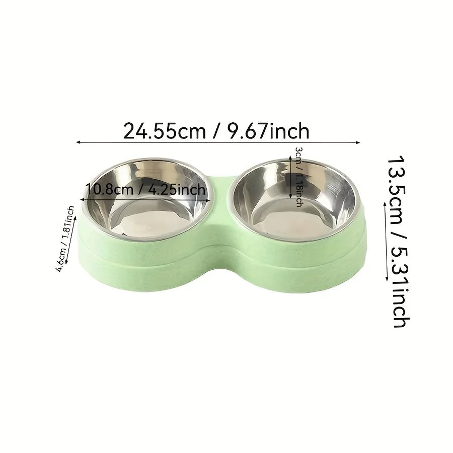 Gamelle double en inox pour chien et chat – Antidérapante, idéale pour eau et nourriture