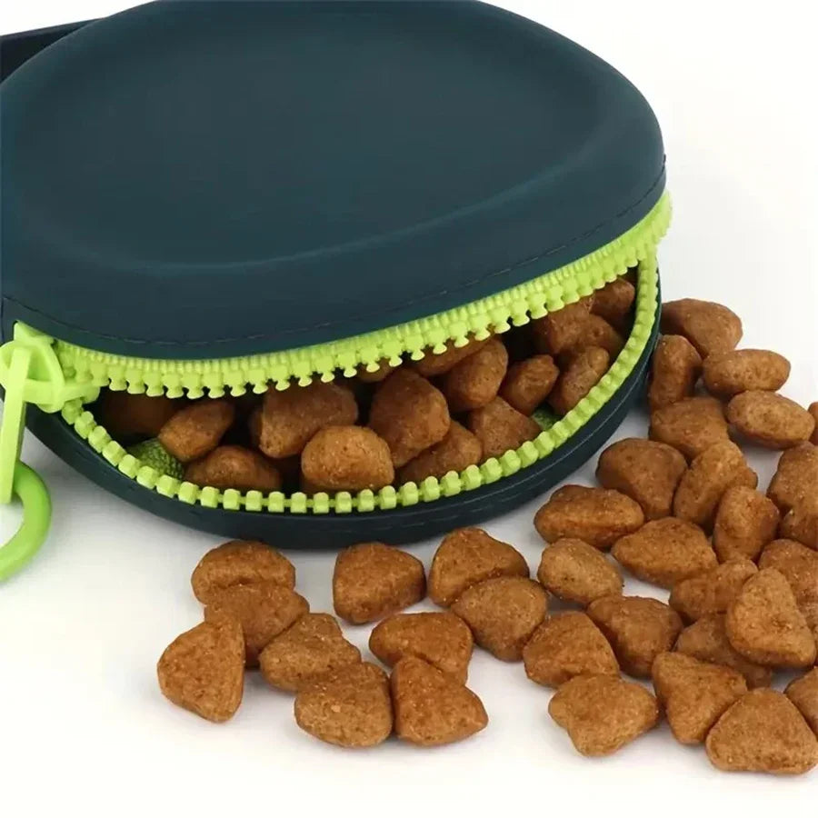 Poche à Friandises Silicone pour Chien – Sac Portable avec Mousqueton pour Dressage en Balade