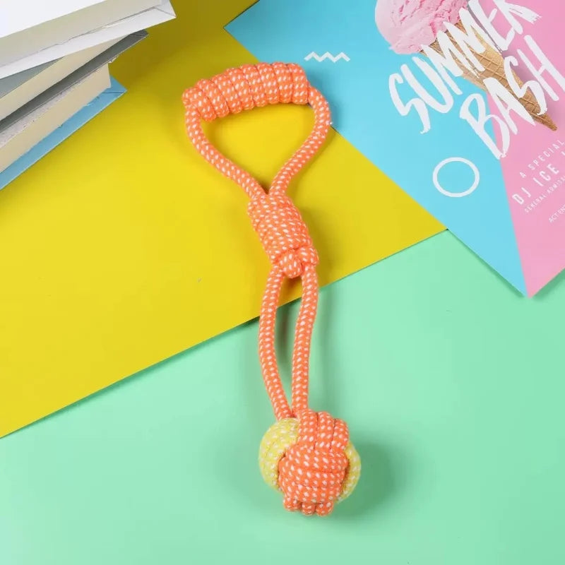 Jouet balle en corde de coton pour chien – Interactif, brosse à dents et à mâcher