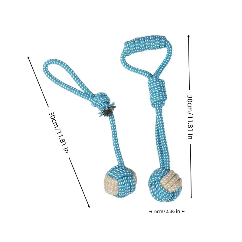 Jouet balle en corde de coton pour chien – Interactif, brosse à dents et à mâcher