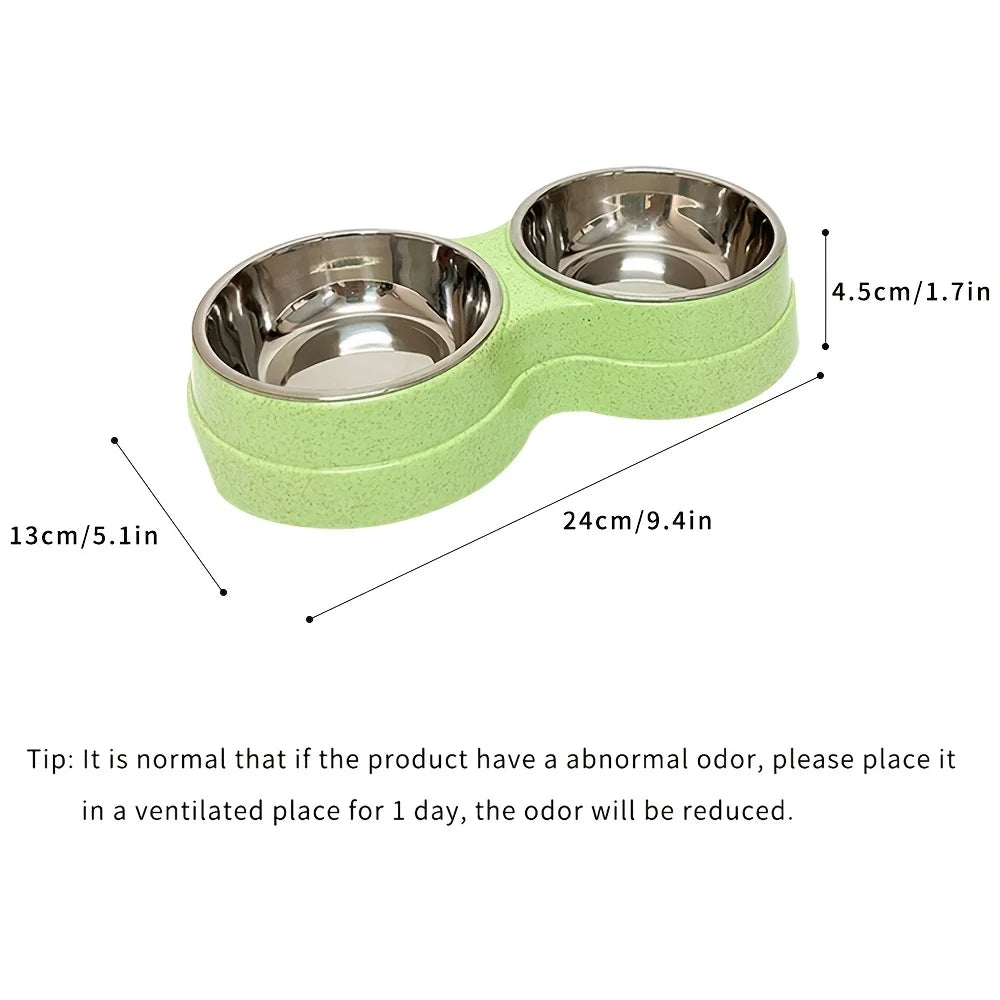 Gamelle double en inox pour chien et chat – Antidérapante, idéale pour eau et nourriture